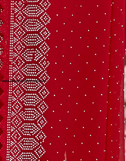 Red Swarovski Georgette Stone Work Saree