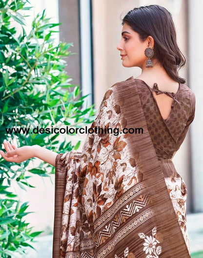 White Silk Printed Sarees