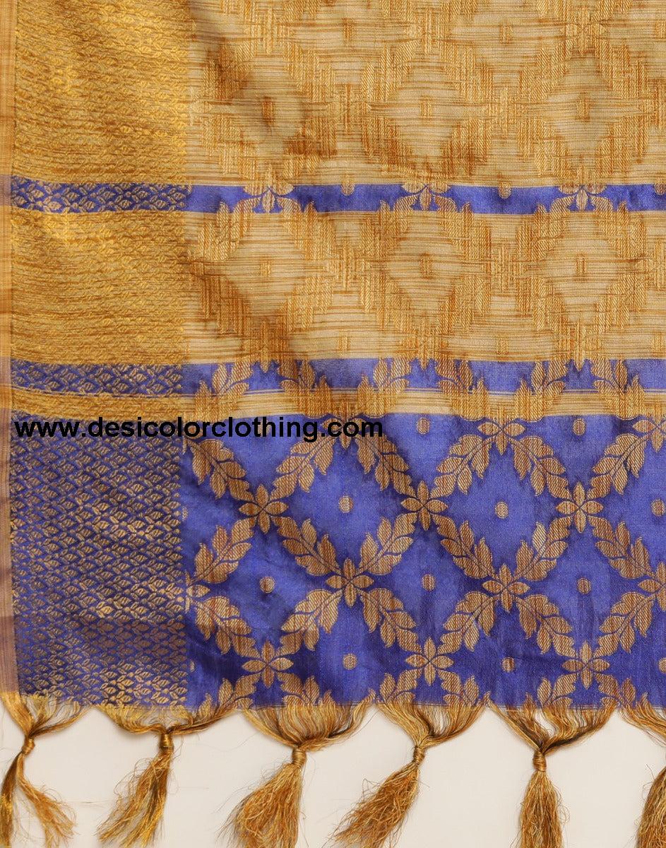 Royal Blue Coloured Banarasi Cotton Silk Saree