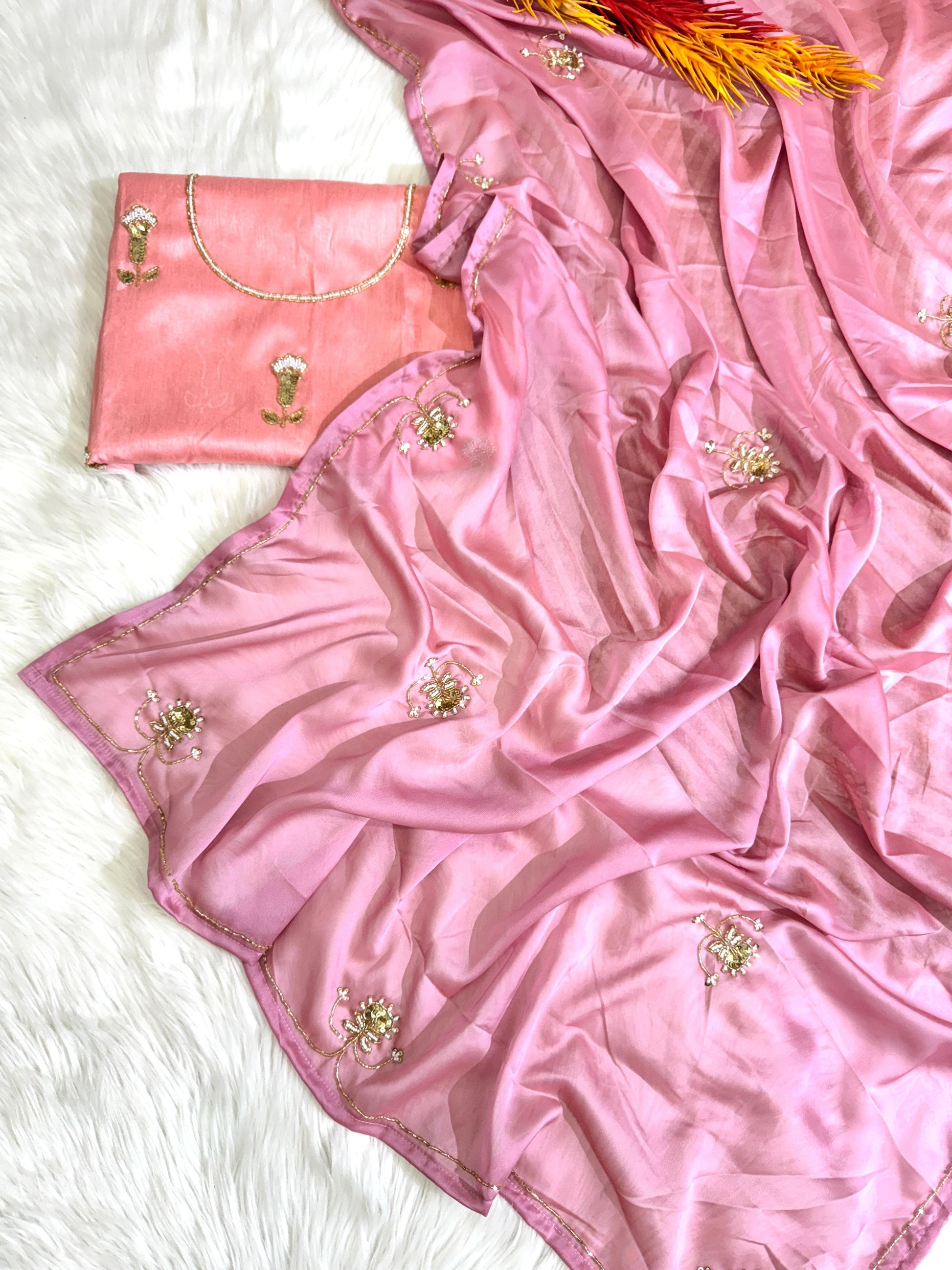 Product Image - Handcrafted Designer Silk Saree with Unstitched Silk Blouse
