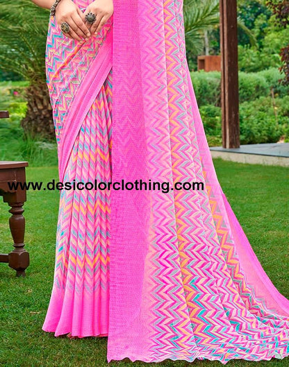 Pink Printed Saree