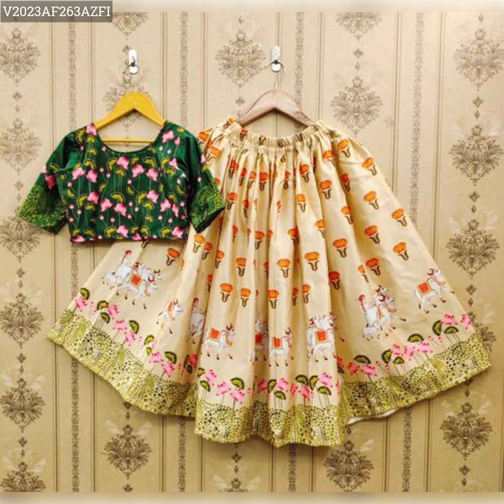 Product Image - Designer Kids Festive Wear - Printed Georgette Lehenga Choli