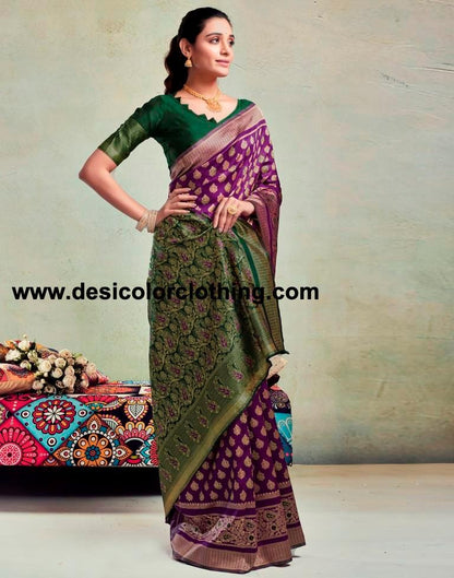 Purple Silk Woven Saree