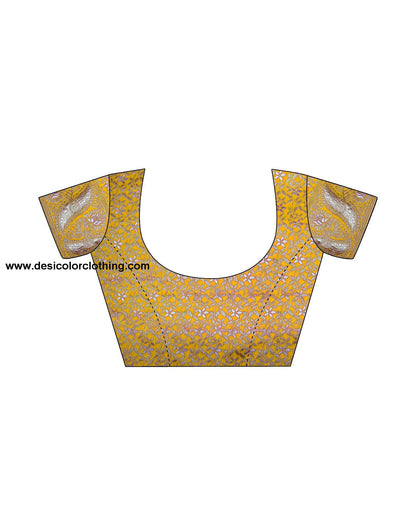 Yellow Silk Plain Saree