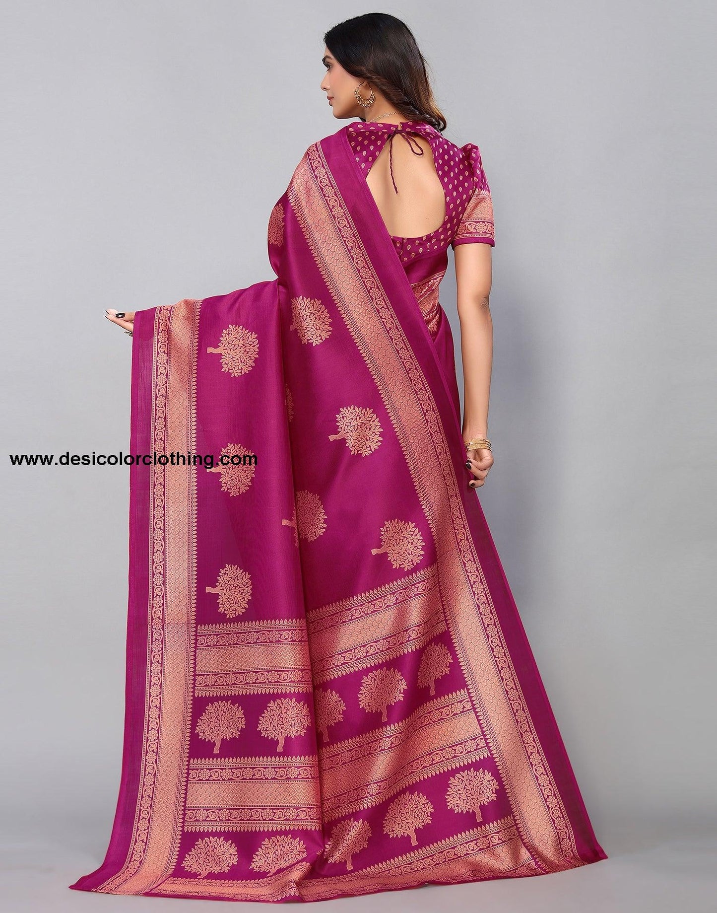 Purple Silk Printed Saree