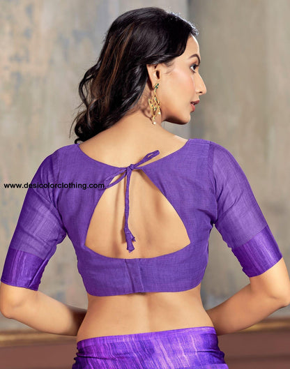Purple Printed Chiffon Saree
