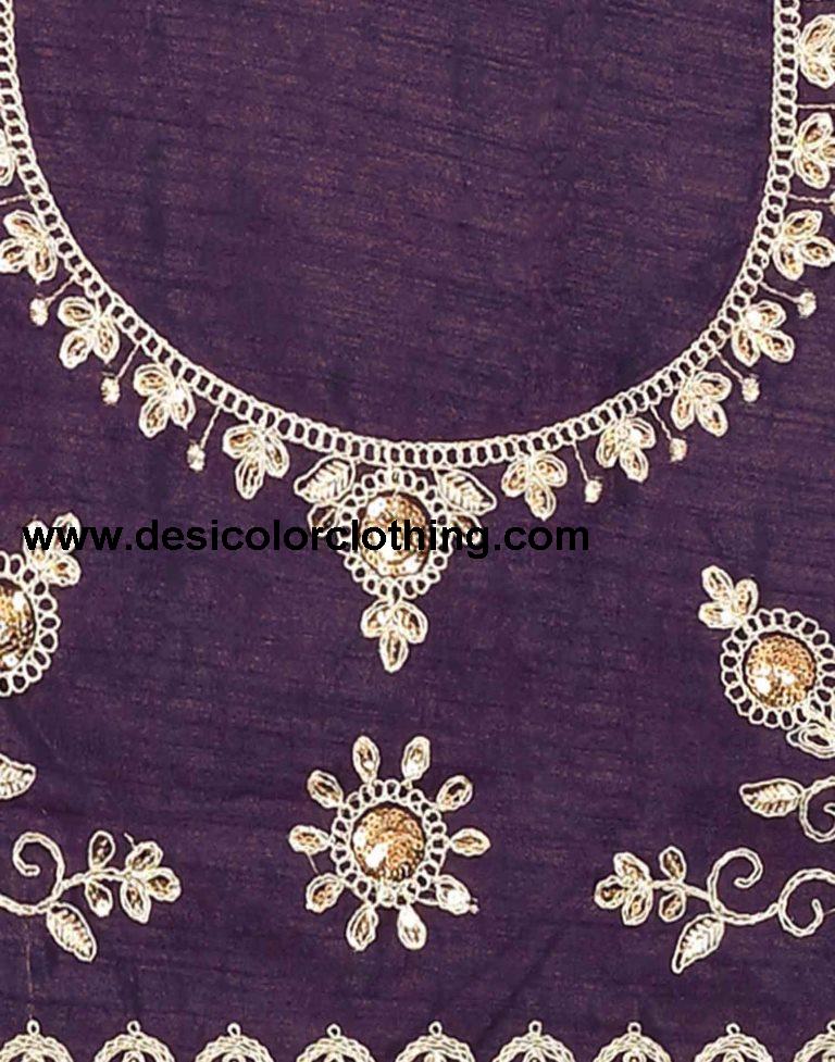 Deep Purple Georgette Plain Saree