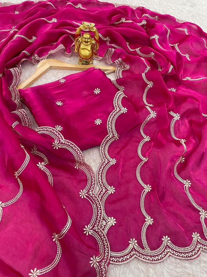 Product Image - KK Creation Designer Party Wear Saree | Georgette Fabric, Embroidery Work