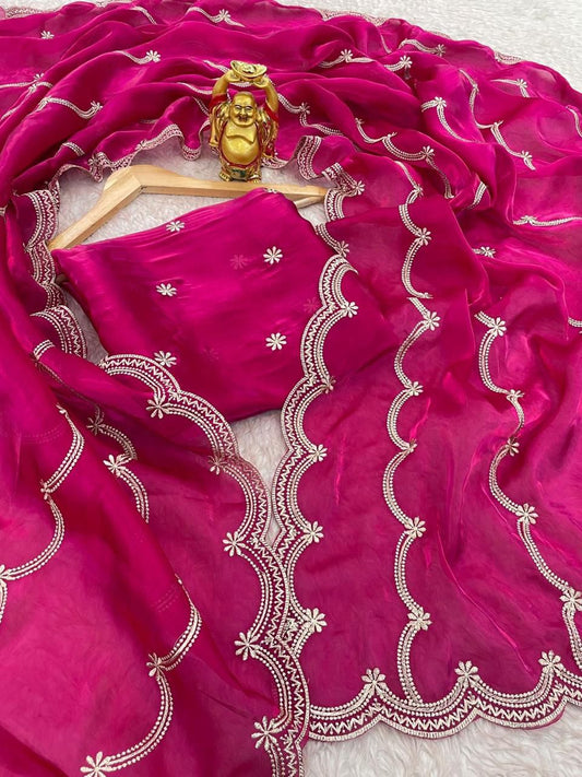 Product Image - KK Creation Designer Party Wear Saree | Georgette Fabric, Embroidery Work