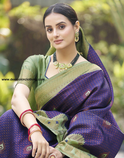 Pista Green Jacquard Silk Saree