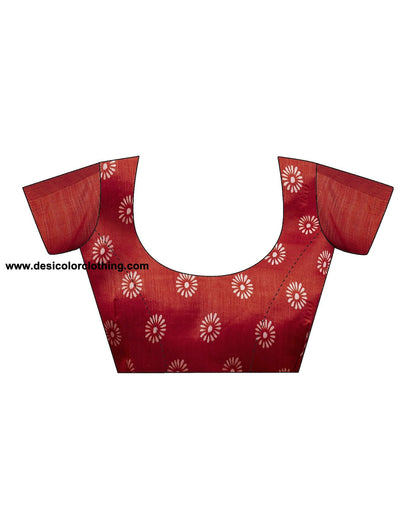 Red Cotton Printed Saree