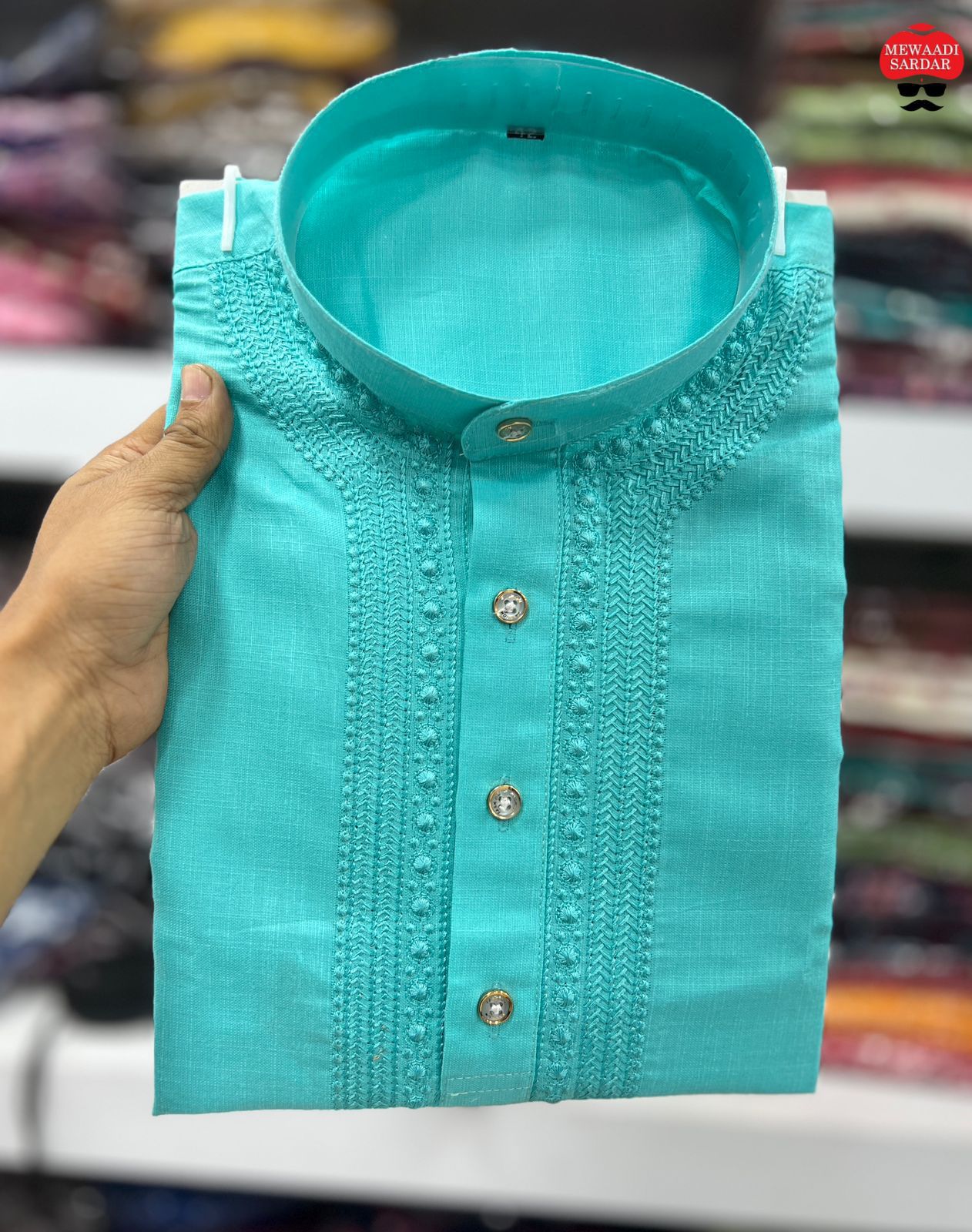 Product Image - Royal Kurta Embroidery Work Cotton Kurta Pyjama Set for Men - M L XL XXL