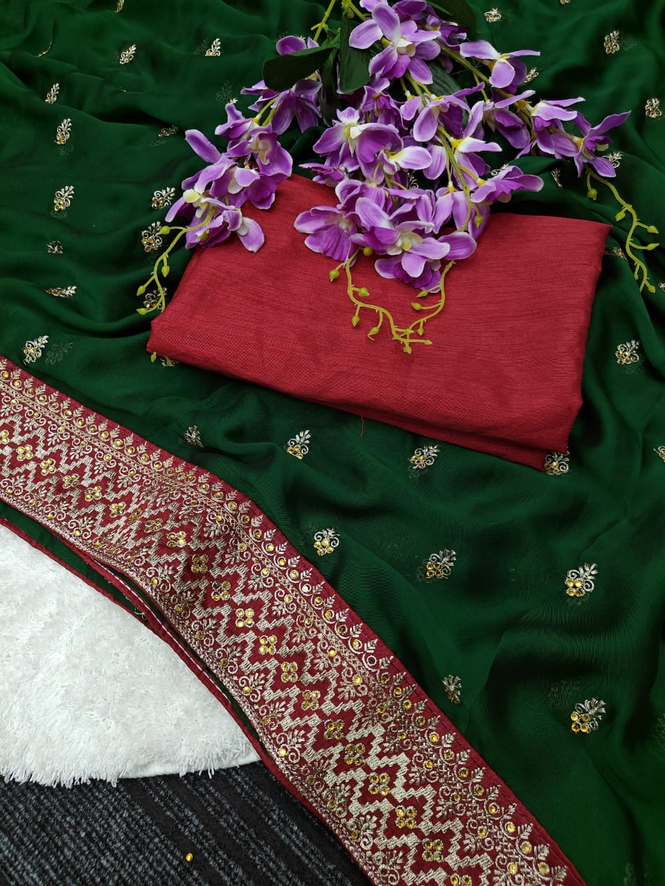 Soft Rich Pure Black Rangoli Silk