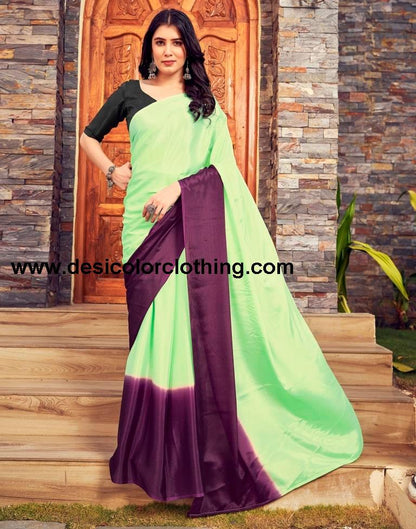 Pista Green Chiffon Plain Ready To Wear