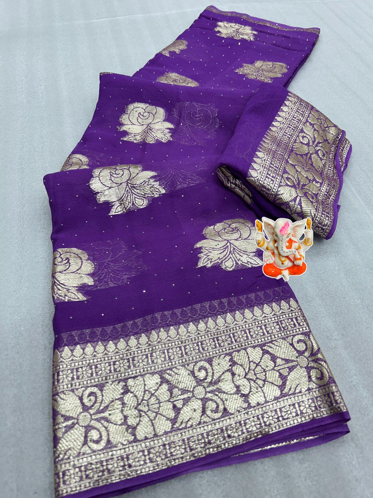 Product Image - Exquisite Blood Red Designer Saree with Viscose Zari Weaving and Diamond Work - Perfect Festive Wear