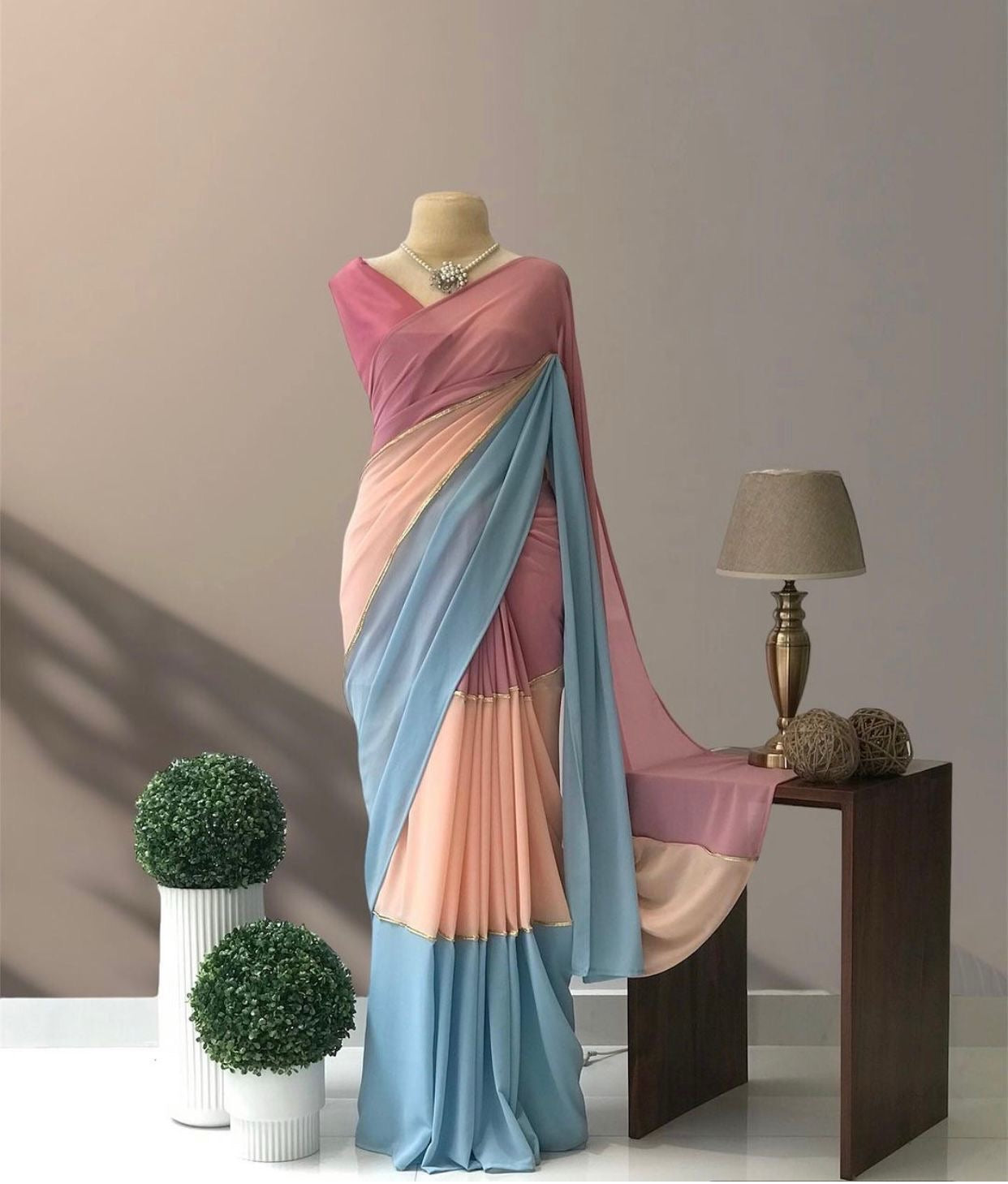 Elegant Digital Print Georgette Saree with Satin Silk Blouse