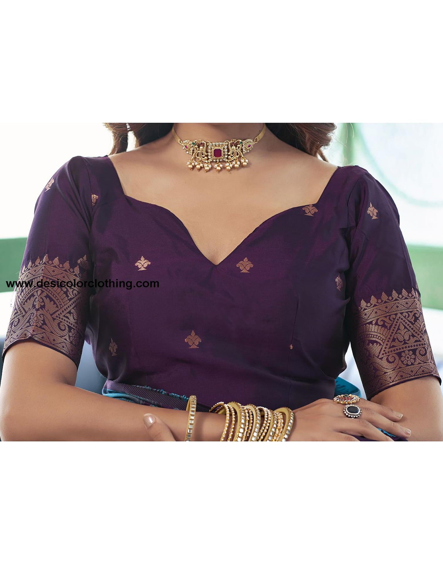 Purple Banarasi Silk Woven Saree