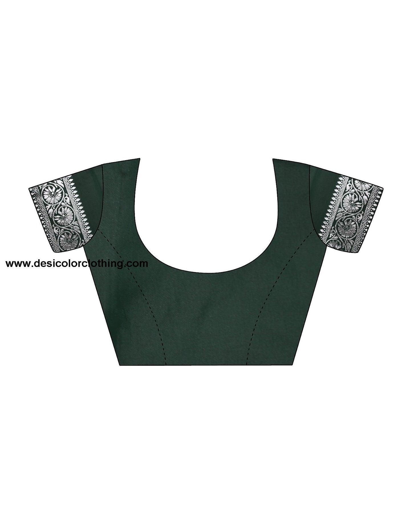Dark Green Silk Plain Saree
