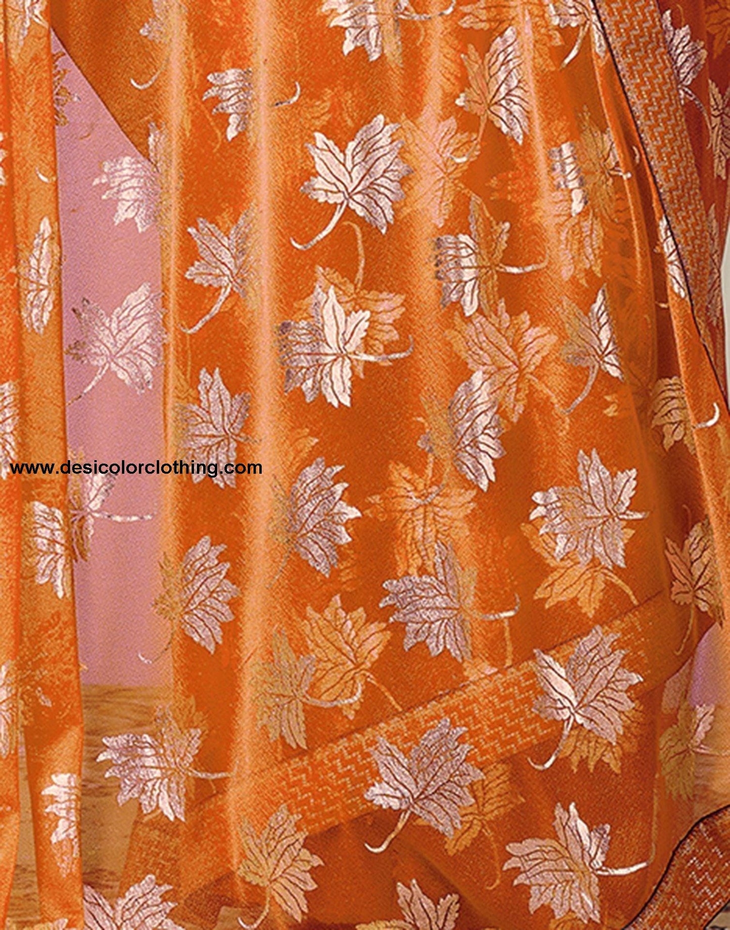 Orange Plain Lycra Saree