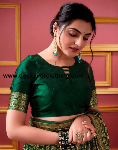 Dark Green Banarasi Silk Saree