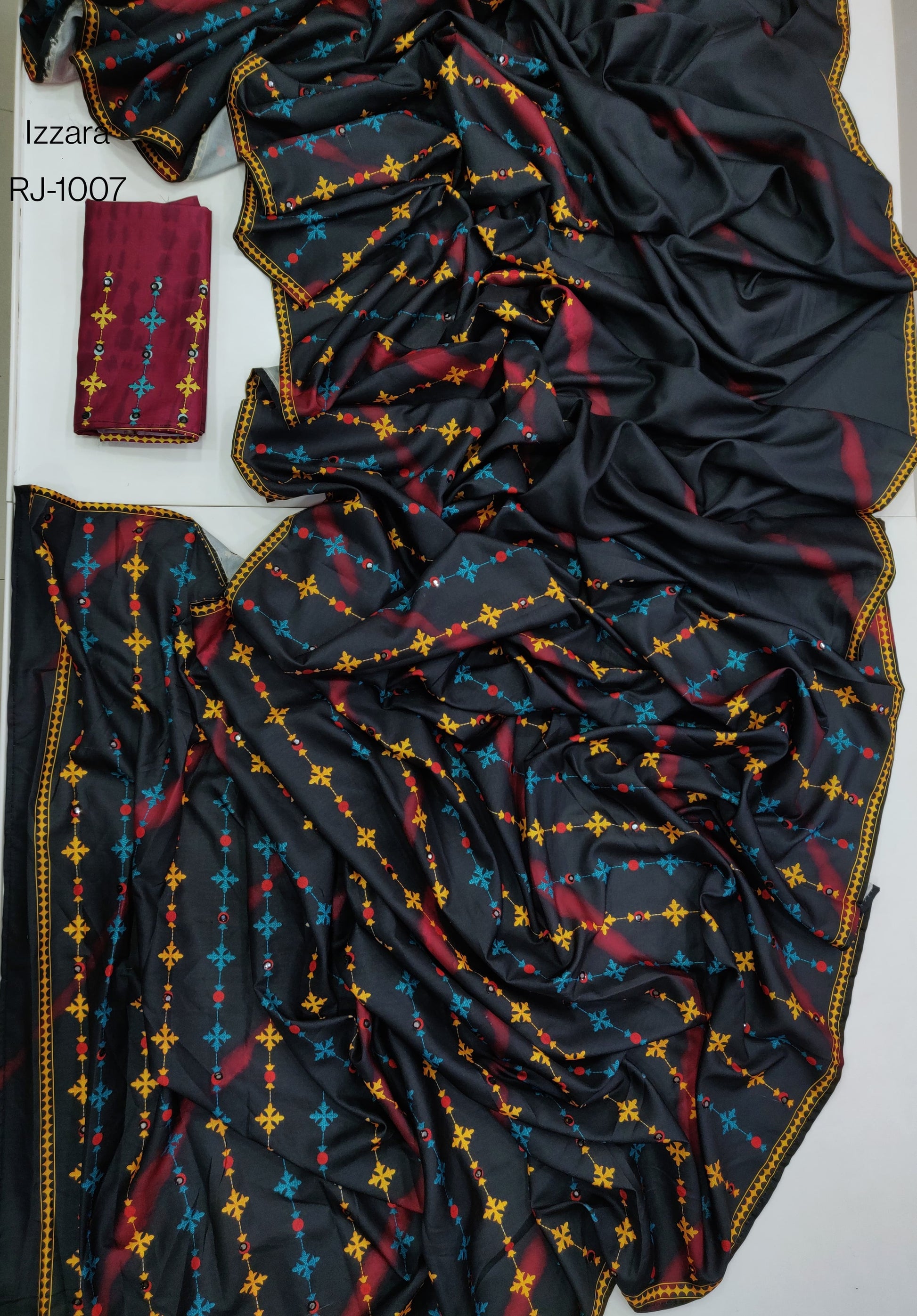 Product Image - Izzara Designer Saree - Soft Tusser with Leheriya Digital Print & Tikky Work