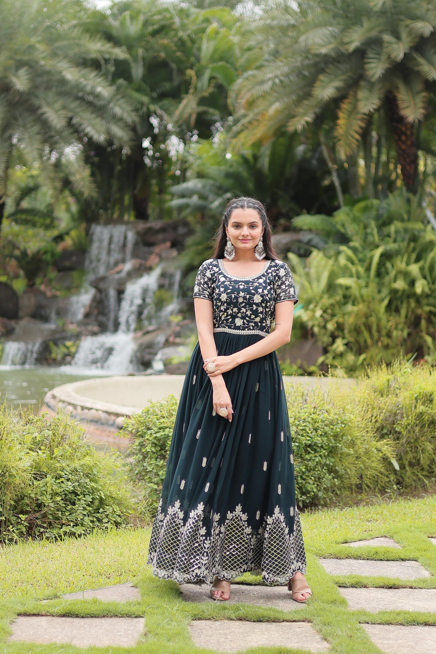 Product Image - Elegant Designer Gown - Zari & Sequins Embroidery