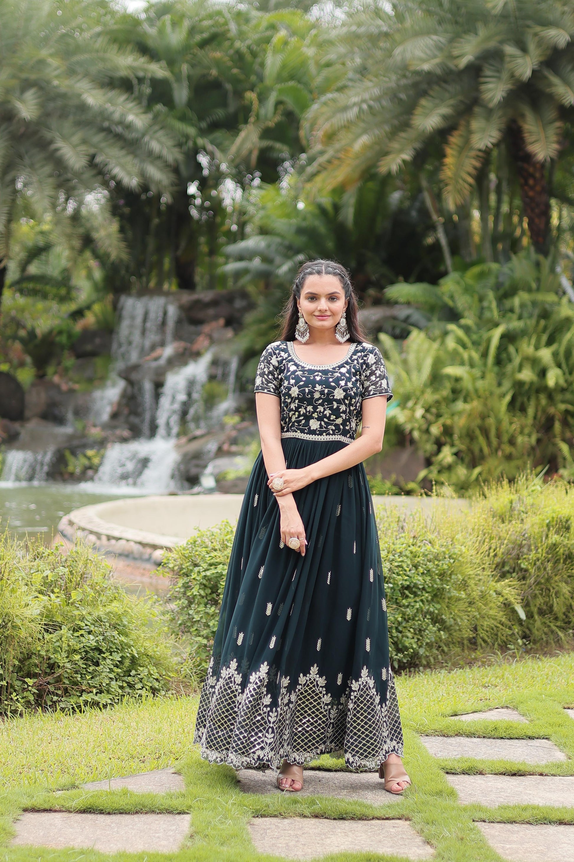 Product Image - Elegant Designer Gown - Zari & Sequins Embroidery