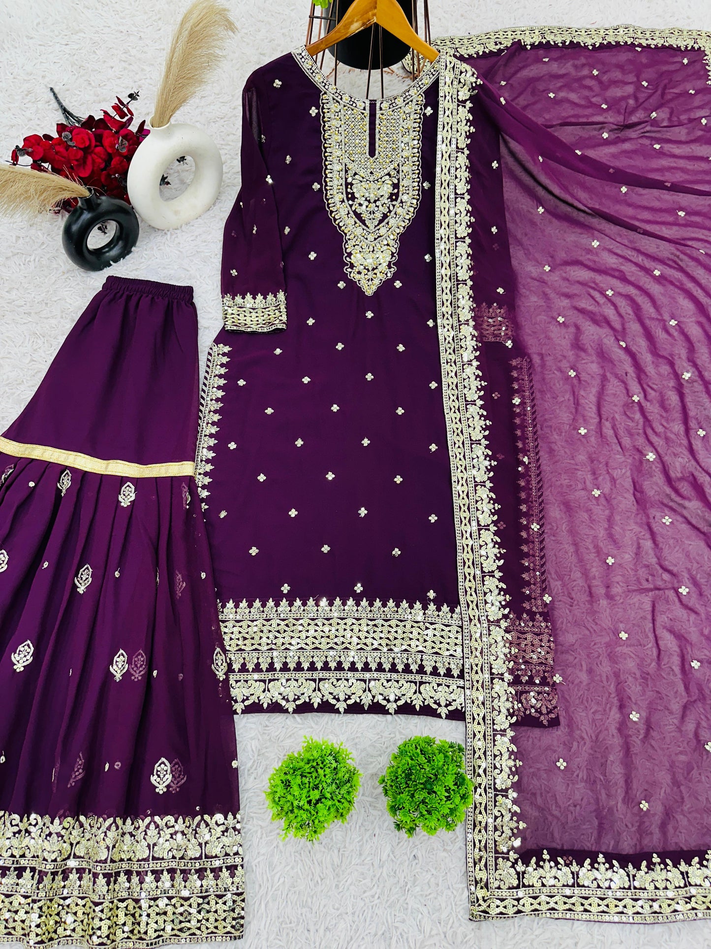 Product Image - Designer Georgette Festive Wedding Saree with Embroidery