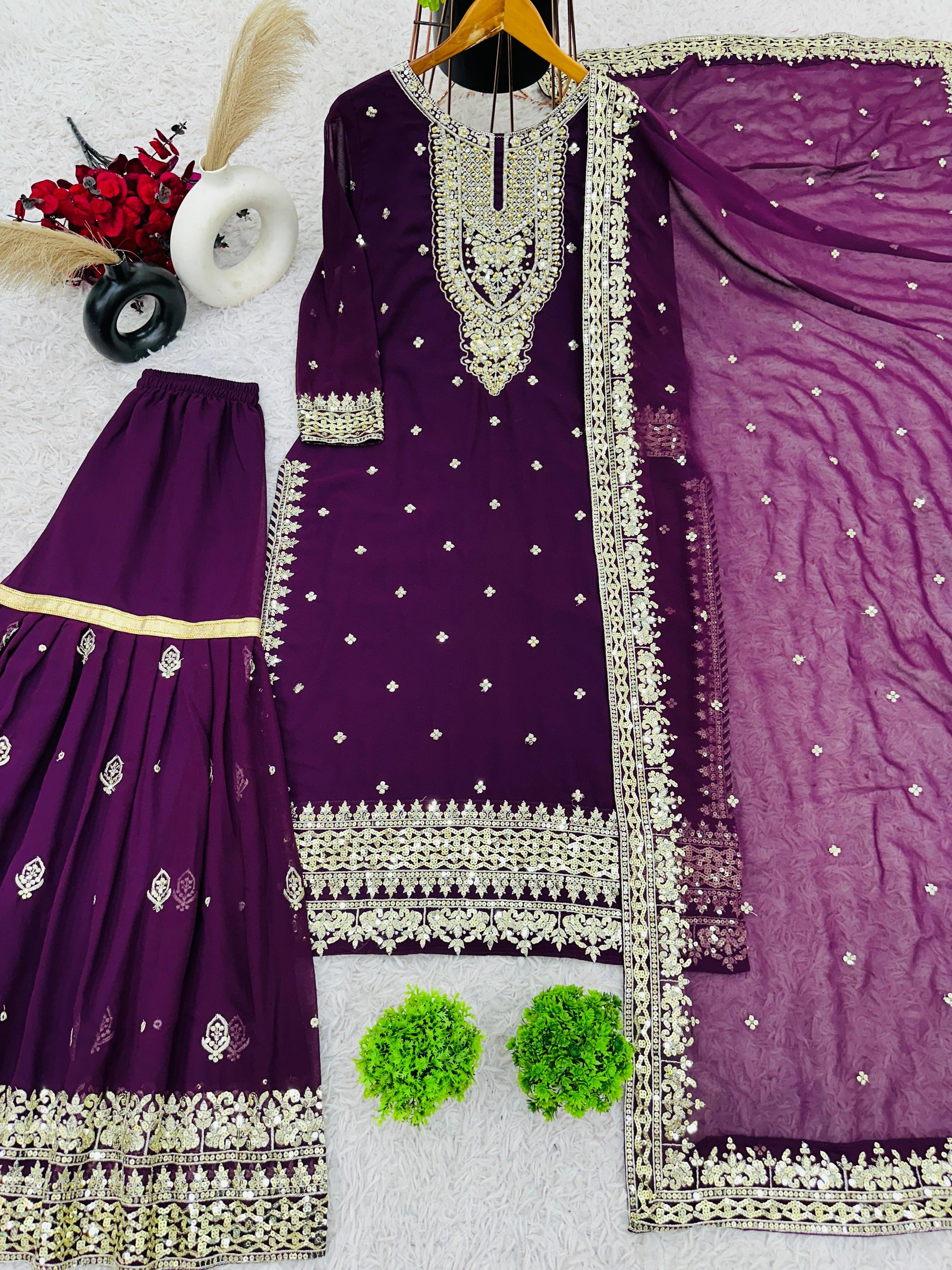 Product Image - Designer Georgette Festive Wedding Saree with Embroidery