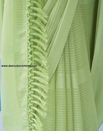 Pista Green Georgette Plain Saree