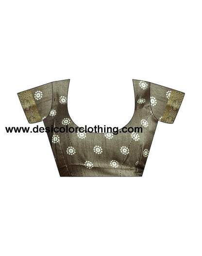 Deep Khaki Silk Printed Saree