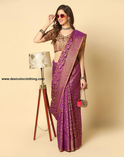 Wine Banarasi Silk Saree