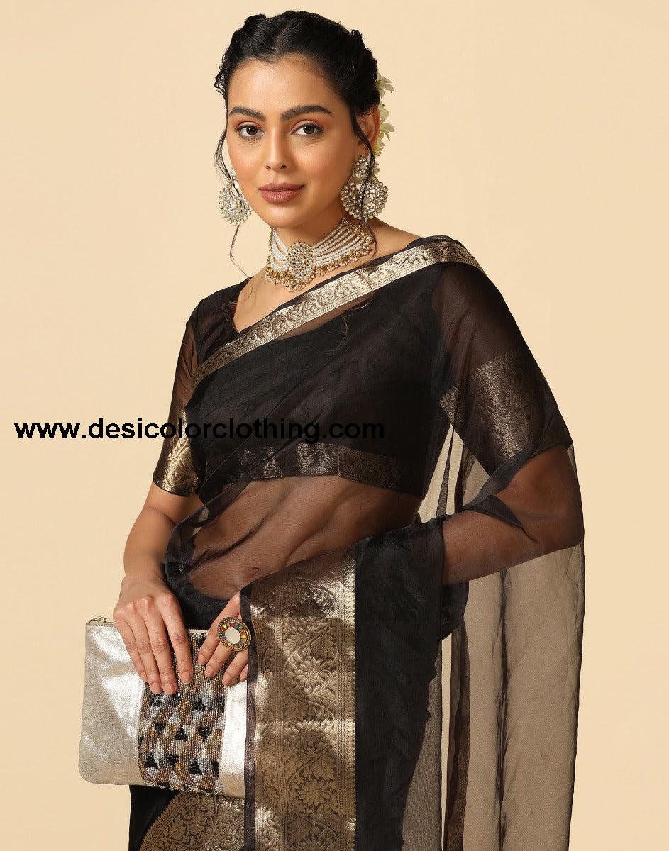 Black Organza Saree