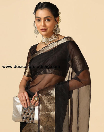 Black Organza Saree