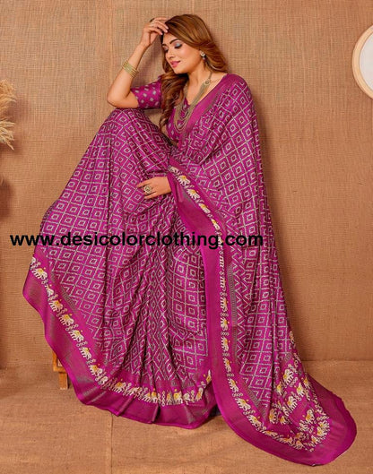 Deep Purple Printed Saree