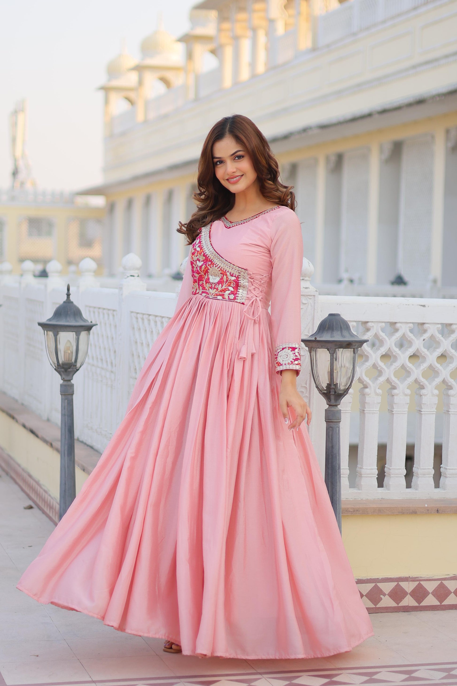 Product Image - Designer Bandhej Long Gown with Jacket | Festive & Wedding Saree Outfit