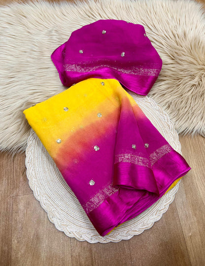 Product Image - Designer Georgette Pallu Saree with Sequins Work