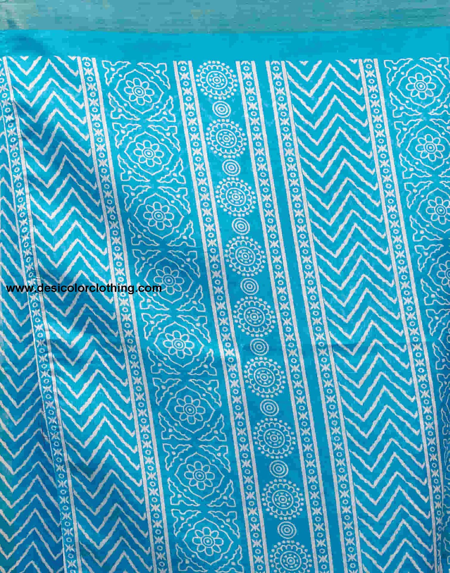 Blue Cotton Printed Saree