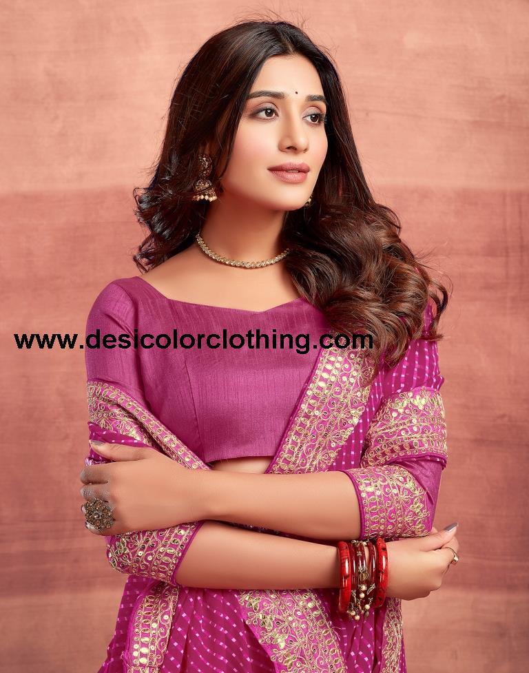 Pink Plain Gergette Saree