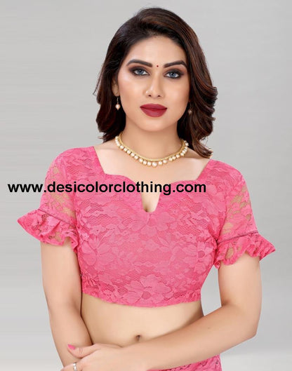 Baby Pink Coloured Russel Net Partywear saree