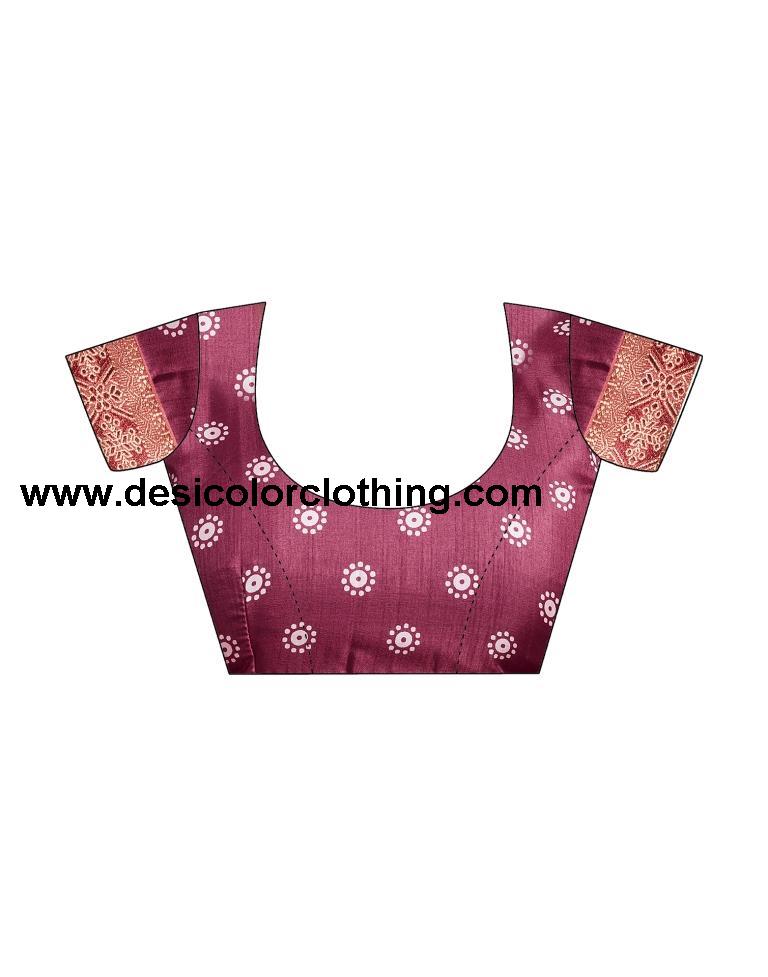 Dusty Maroon Silk Printed Saree