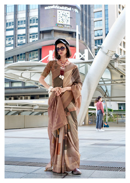 Product Image - Designer Zimmy Choo Silk Saree with Embroidered Border & Lehiriya Design