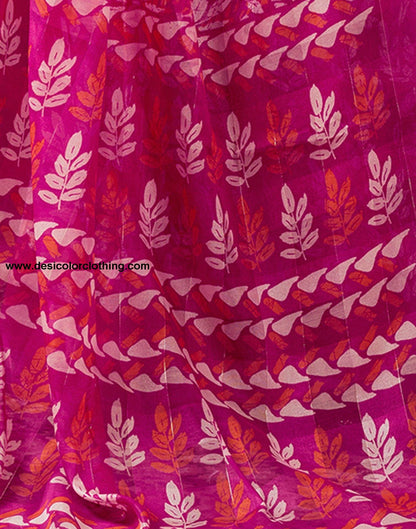 Pink Printed Cotton Saree