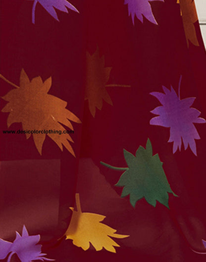 Red Printed Georgette Saree