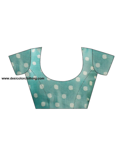Soft Turquoise Chiffon Printed Saree