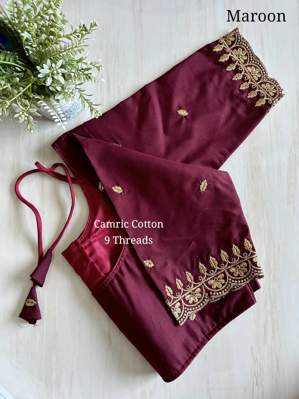 Elegant Camric Cotton Kurta with Stunning Zari & Embroidery
