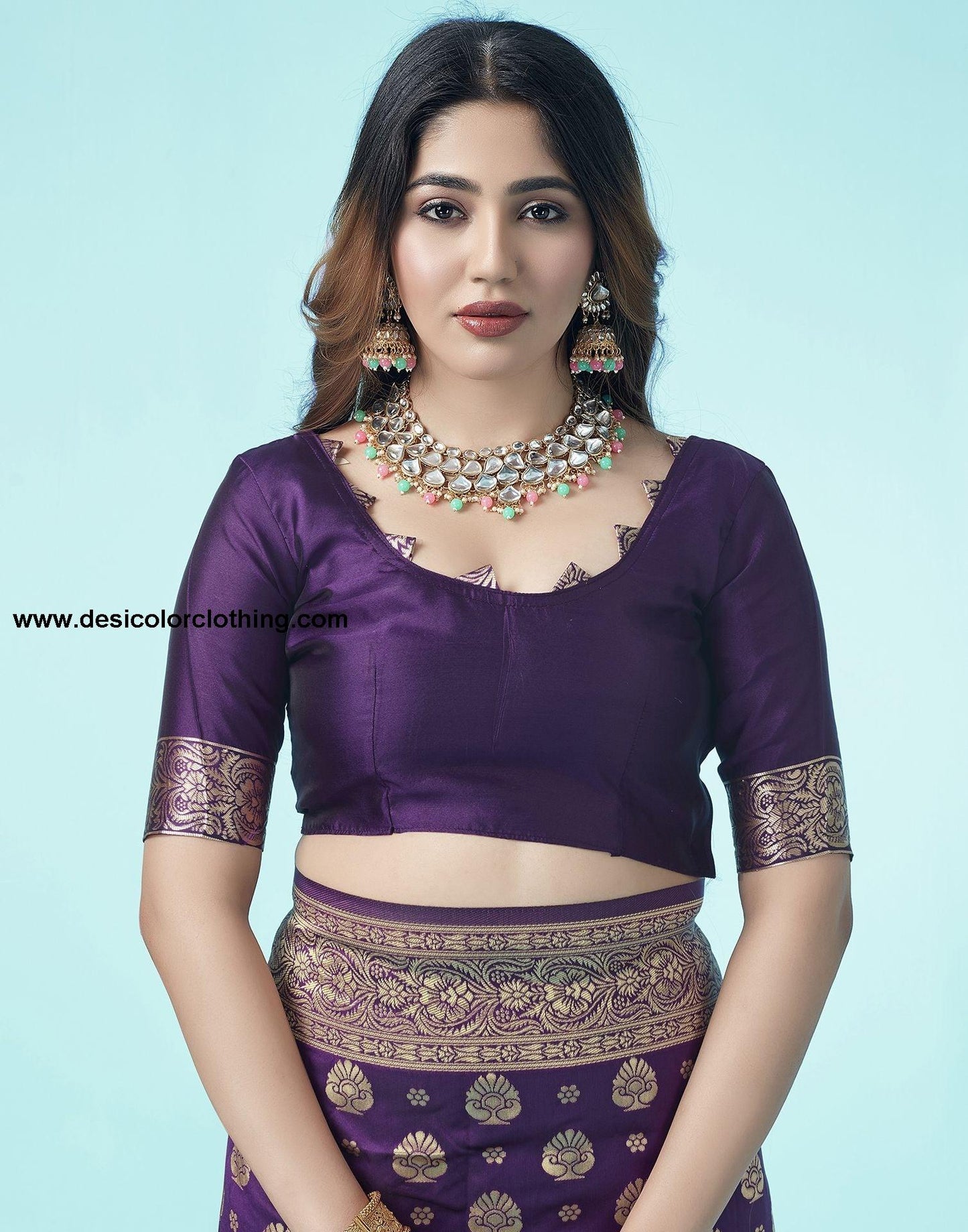 Purple Jacquard Silk Saree