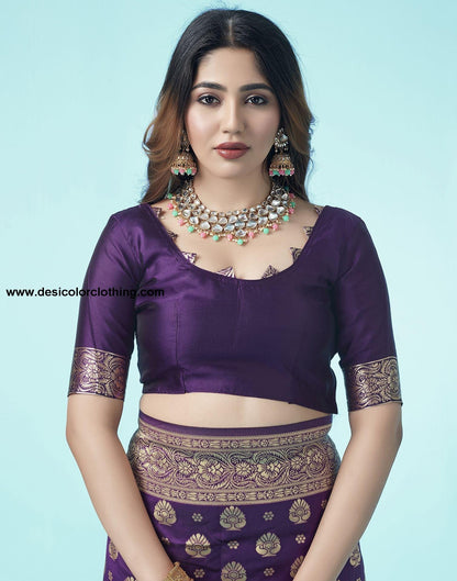 Purple Jacquard Silk Saree