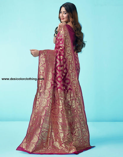 Wine Jacquard Silk Saree