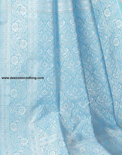 Blue Cotton Plain Saree